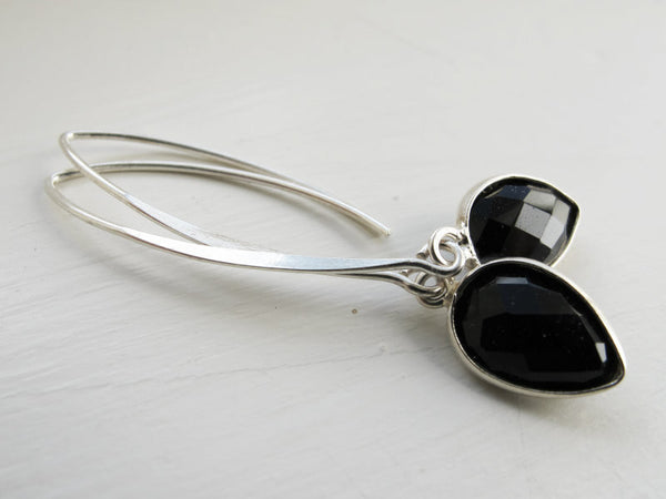 Onyx Gem Petal Earrings