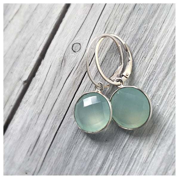 Aqua Chalcedony Gem Drop Earrings