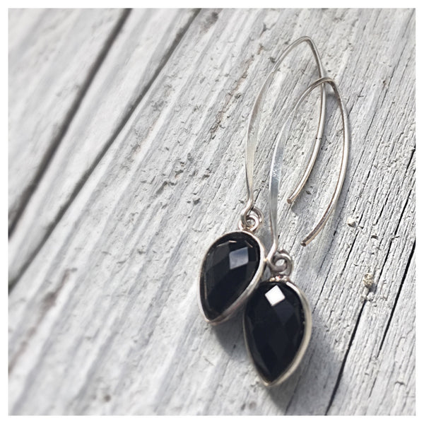 Onyx Gem Petal Earrings