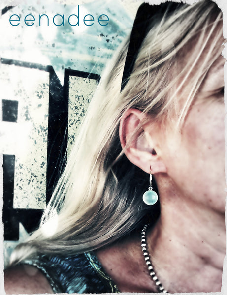 Aqua Chalcedony Gem Drop Earrings